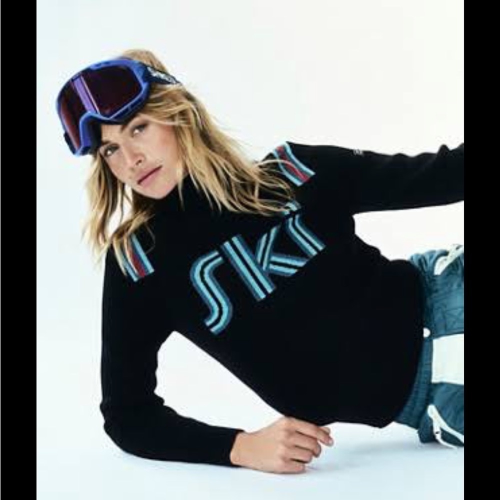 NWT Free People Falke Mock Turtleneck Pullover Ski Sweater Size Medium Black